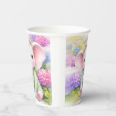 Baby Elephant with Hydrangeas Baby Shower  Papieren Bekers (Rechts)