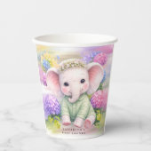 Baby Elephant with Hydrangeas Baby Shower  Papieren Bekers (Voorkant)
