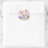 Baby Elephant with Hydrangeas Baby Shower  Ronde Sticker (Tas)