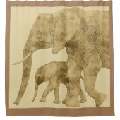 Baby Elephant with it's Mother  Douchegordijn (Voorkant)