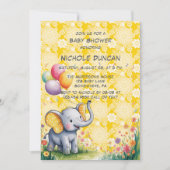 Baby Elephant Yellow Polka Dot Ears Baby Shower Kaart (Voorkant)