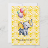 Baby Elephant Yellow Polka Dot Ears Baby Shower Kaart (Achterkant)
