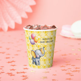 Baby Elephant Yellow Polka Dot Ears Baby Shower Papieren Bekers