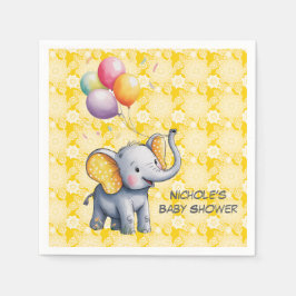 Baby Elephant Yellow Polka Dot Ears Baby Shower Servet