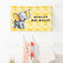 Baby Elephant Yellow Polka Dot Ears Baby Shower