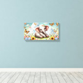 Baby Elephantin Flowers Canvas Afdruk (Insitu (Houten vloer))