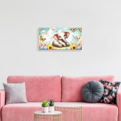 Baby Elephantin Flowers Canvas Afdruk (Insitu (Woonkamer))