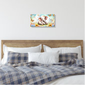 Baby Elephantin Flowers Canvas Afdruk (Insitu (Slaapkamer))
