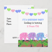 Baby Elephants Birthday Uitnodiging (Voorkant / Achterkant)