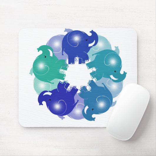 BABY ELEPHANTS BLUE MUISMAT (Met muis)