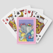 BABY ELEPHANTS EERSTE LOVE, KUTE PACHYDERMEN POKERKAARTEN (Achterkant)