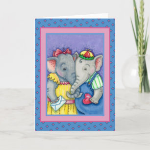 BABY ELEPHANTS EERSTE LOVE, KUTE PACHYDERMVRIENDEN FEESTDAGEN KAART