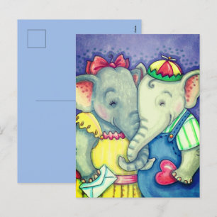 BABY ELEPHANTS EERSTE LOVE, KUTE PACHYDERMVRIENDEN FEESTDAGENKAART