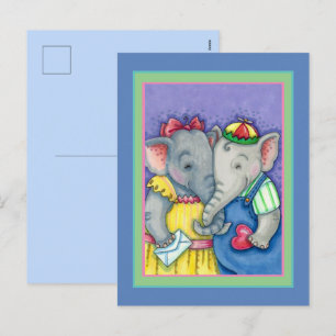 BABY ELEPHANTS EERSTE LOVE, KUTE PACHYDERMVRIENDEN FEESTDAGENKAART
