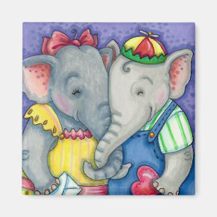 BABY ELEPHANTS EERSTE LOVE, KUTE PACHYDERMVRIENDEN MAGNEET