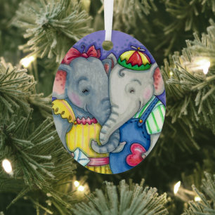 BABY ELEPHANTS EERSTE LOVE, KUTE PACHYDERMVRIENDEN METALEN ORNAMENT