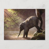 Baby Elephant's First Bath Briefkaart (Voorkant)