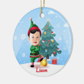 Baby Elf Christmas Ornament, Custom Photo & Name Keramisch Ornament (Links)