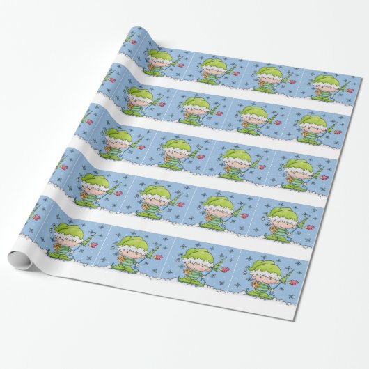 Baby Elf -gepersonaliseerd !st Christmas Cadeaupapier (Uitgerold)