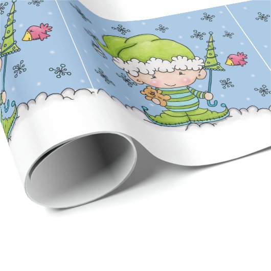 Baby Elf -gepersonaliseerd !st Christmas Cadeaupapier (Rol Hoek)