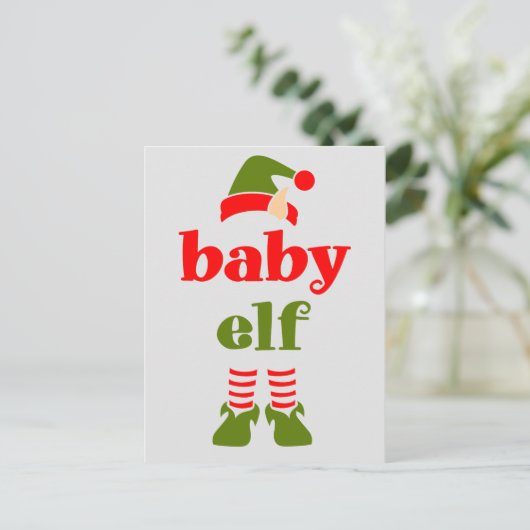  Baby Elf in rood en groen Briefkaart (Staand voorkant)