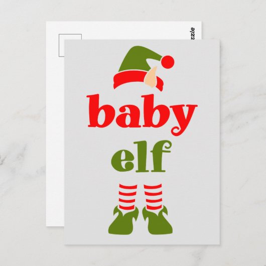 Baby Elf in rood en groen Briefkaart (Voorkant / Achterkant)