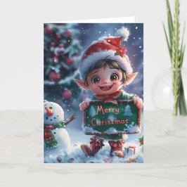 Baby Elf Kerst digitale kunst Feestdagen Kaart