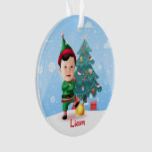 Baby Elf Kerstversiering, Aangepaste Foto & Naam Ornament (voorkant)