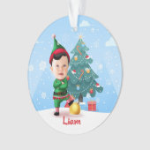 Baby Elf Kerstversiering, Aangepaste Foto & Naam Ornament (voorkant)