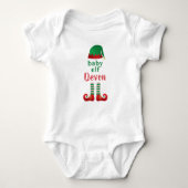 Baby Elf Personaliseer Naam Christmas Rood Groen Romper (Voorkant)