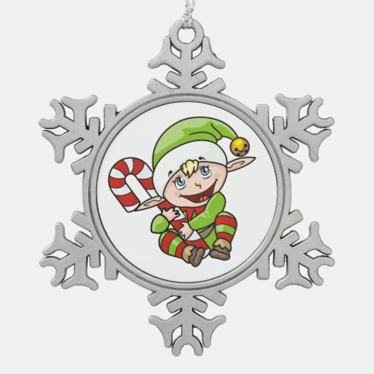 BABY ELF TIN SNEEUWVLOK ORNAMENT (Voorkant)