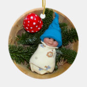Baby Elf, Toadstool: Polymeer-klepbeeldhouwwerken Keramisch Ornament (Voorkant)