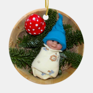 Baby Elf, Toadstool: Polymeer-klepbeeldhouwwerken Keramisch Ornament