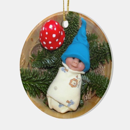 Baby Elf, Toadstool: Polymeer-klepbeeldhouwwerken Keramisch Ornament (Links)