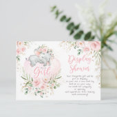  Baby ellephant Blush Rozen Display Shower Informatiekaartje (Staand voorkant)