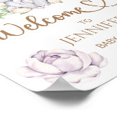 Baby elphant & Flower Baby shower Welkom Poster (Hoek)