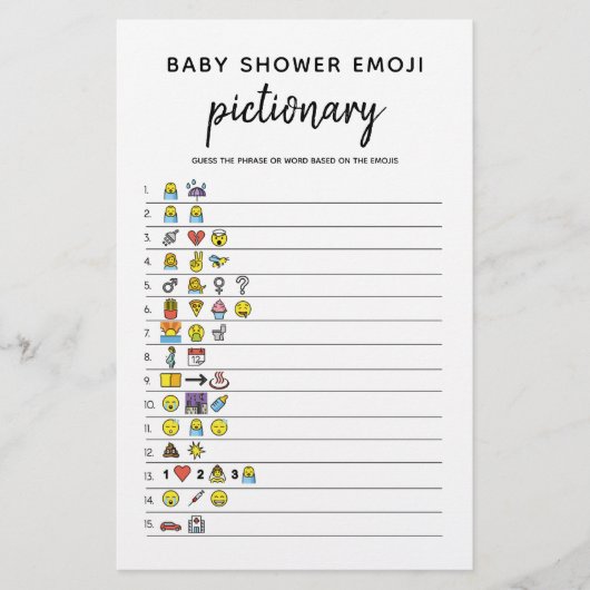 Baby Emoji Minimalistisch Baby shower Game (Voorkant)