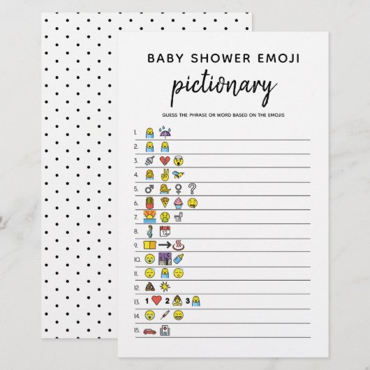 Baby Emoji Minimalistisch Baby shower Game (Voorkant / Achterkant)