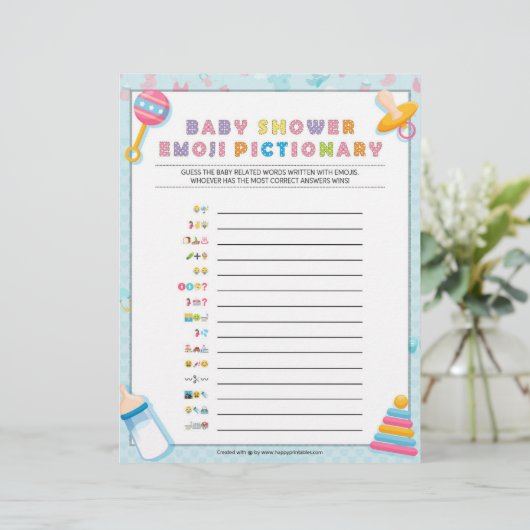 Baby Emoji Pictionary [Basics Blue] Briefhoofd (Staand voorkant)