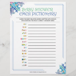 Baby Emoji Pictionary [Blauwe Floral] Briefhoofd
