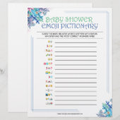 Baby Emoji Pictionary [Blauwe Floral] Briefhoofd (Voorkant / Achterkant)