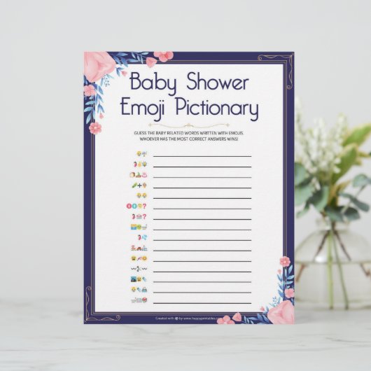 Baby Emoji Pictionary [Bloem Kader] Briefhoofd (Staand voorkant)