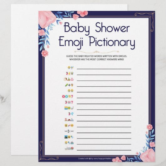 Baby Emoji Pictionary [Bloem Kader] Briefhoofd (Voorkant / Achterkant)