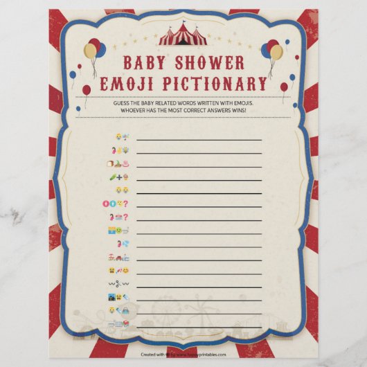 Baby Emoji Pictionary [Circus Theme] Briefhoofd (Voorkant)