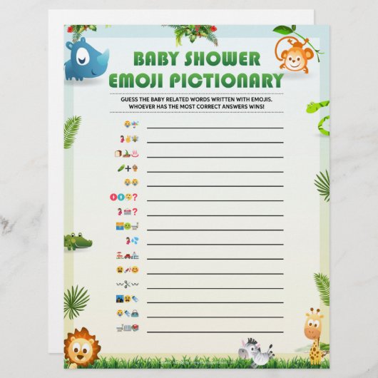 Baby Emoji Pictionary [Dierthema] Briefhoofd (Voorkant / Achterkant)