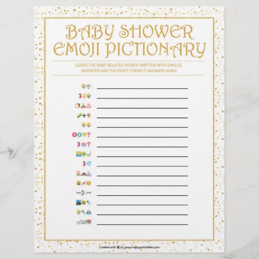 Baby Emoji Pictionary [Golden Sparkles] Briefhoofd (Voorkant)