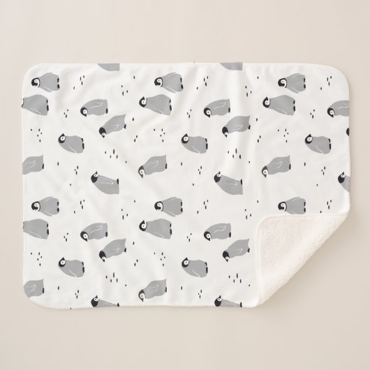 Baby Emperor Penguin Chicks Pattern Sherpa Deken (Voorkant (horizontaal))
