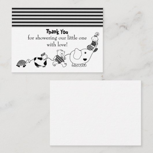 Baby en Animal Safari Dank u wel Notitiekaartje (Voorkant / Achterkant)