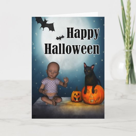 Baby en Bats Halloween Kaart (Voorkant)