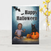 Baby en Bats Halloween Kaart (Gele Bloem)